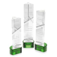 Oakham Green on Paragon Base Towers Crystal Award - Colored Crystal Awards
