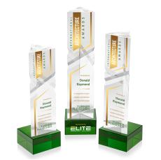 Oakham Full Color Green on Hancock Base Towers Crystal Award - Full Color Imprint