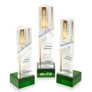 Oakham Full Color Green on Hancock Base Towers Crystal Award