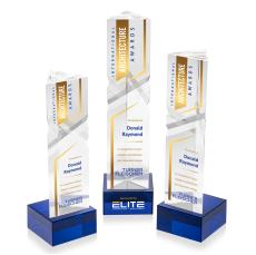 Oakham Full Color Blue on Hancock Base Towers Crystal Award - Full Color Imprint