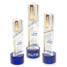 Oakham Full Color Blue on Marvel Base Towers Crystal Award - Full Color Imprint