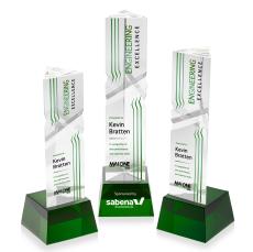 Oakham Full Color Green on Robson Base Towers Crystal Award - Full Color Imprint