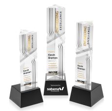 Oakham Full Color Black on Robson Base Towers Crystal Award - Full Color Imprint