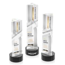 Oakham Full Color Black on Stanrich Base Towers Crystal Award - Full Color Imprint