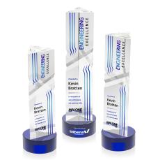 Oakham Full Color Blue on Stanrich Base Towers Crystal Award - Full Color Imprint