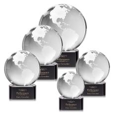 Globe Black on Paragon Base Globe Crystal Award - Awards and Gifts