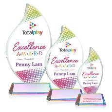 Odessy Vividprint Prismatic on Newhaven Flame Crystal Award - Full Color Imprint