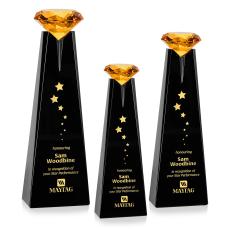 Alicia Gemstone Black/Amber Towers Crystal Award - Crystal Awards