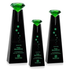 Alicia Gemstone Black/Emerald Towers Crystal Award - Crystal Awards