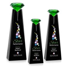 Alicia Gemstone Full Color Black/Emerald Towers Crystal Award - Crystal Awards