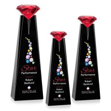 Alicia Gemstone Full Color Black/Ruby Towers Crystal Award - Crystal Awards