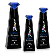 Alicia Gemstone Full Color Black/Sapphire Towers Crystal Award - Crystal Awards