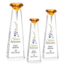 Alicia Gemstone Full Color Optical/Amber Towers Crystal Award - Crystal Awards