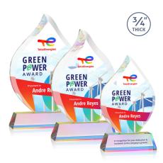 Worthington Full Color Prismatic on Newhaven Flame Crystal Award - Full Color Imprint