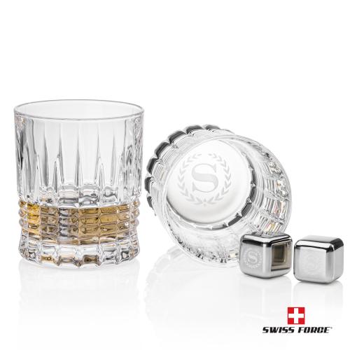 Corporate Gifts - Barware - Gift Sets - Swiss Force&reg; S/S Ice Cubes & 2 Princeton OTR