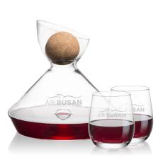Woodbury Carafe w/Cork Stopper & Salem Stemless Wine - Corporate Gifts