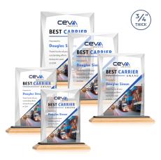 Messina Full Color Bamboo/Black Rectangle Wood Award - Full Color Imprint