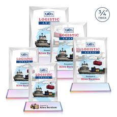 Messina Full Color Prismatic on Newhaven Base Rectangle Crystal Award - Full Color Imprint