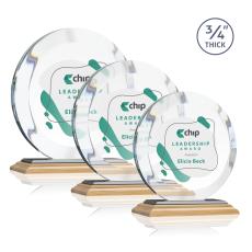 Gibralter Full Color Bamboo/Black Circle Wood Award - Full Color Imprint