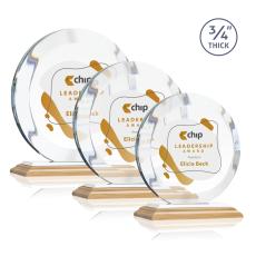Gibralter Full Color Bamboo/White Circle Wood Award - Full Color Imprint