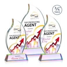 Croydon Full Color Prismatic on Newhaven Base Flame Crystal Award - Awards and Trophies