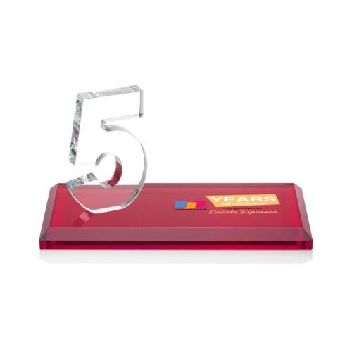 Awards and Trophies - Crystal Awards - Northam Anniversary Full Color Red Number Crystal Award
