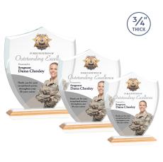 Scudo Shield Full Color Bamboo/White Unique Wood Award - Crystal Awards