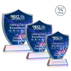 Scudo Shield Full Color Prismatic on Newhaven Unique Crystal Award - Full Color Imprint