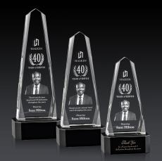 Geneva 3D Black on Base Obelisk Crystal Award - Crystal Awards