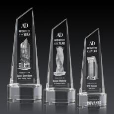 Akron Tower 3D Clear on Base Peaks Crystal Award - Crystal Awards