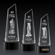 Akron Tower 3D Black on Base Peaks Crystal Award - Awards and Trophies