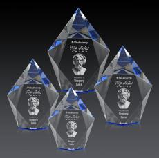 Devron 3D Blue Polygon Crystal Award - Awards and Trophies