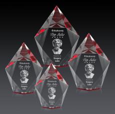 Devron 3D Red Polygon Crystal Award - Awards and Trophies
