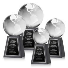 Globe Globe on Tall Marble Base Crystal Award - Awards and Trophies