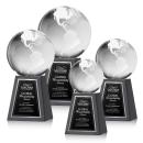 Globe Globe on Tall Marble Base Crystal Award