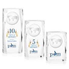 Falkirk Globe Full Color Rectangle Crystal Award - Crystal Awards