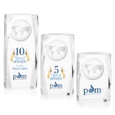 Falkirk Globe Full Color Rectangle Crystal Award - Full Color Imprint