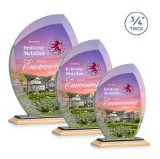 Wichita Full Color Bamboo/Black Flame Wood Award - Crystal Awards