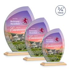 Wichita Full Color Bamboo/White Flame Wood Award - Crystal Awards