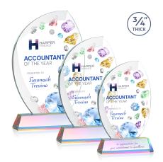 Wichita Full Color Prismatic on Newhaven Base Flame Crystal Award - Crystal Awards