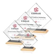 Wellington Full Color Bamboo/Black Diamond Wood Award - Crystal Awards