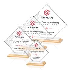 Wellington Full Color Bamboo/White Diamond Wood Award - Crystal Awards