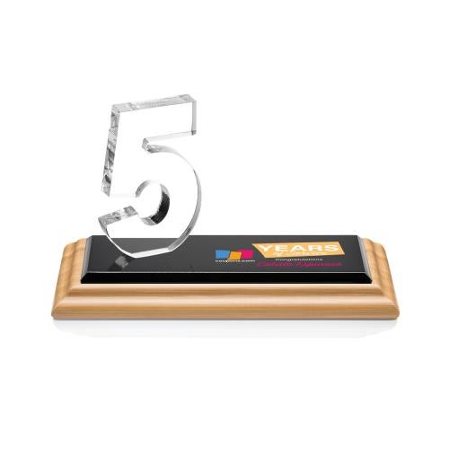 Awards and Trophies - Crystal Awards - Northam Anniversary Full Color Bamboo/Black Number Wood Award