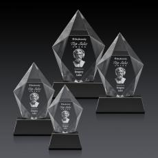 Devron 3D Black on Base Polygon Crystal Award - 3D Crystal Awards