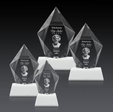 Devron 3D White on Base Polygon Crystal Award - 3D Crystal Awards
