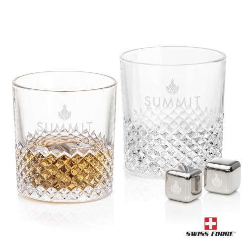 Corporate Gifts - Barware - Gift Sets - Swiss Force&reg; S/S Ice Cubes & 2 Tacoma OTR