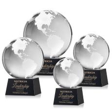 Globe Black on Robson Base Globe Crystal Award - Crystal Awards