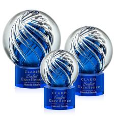 Genista Blue on Marvel Base Globe Glass Award - Crystal Awards