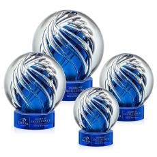 Genista Blue on Stanrich Base Globe Glass Award - Glass Awards