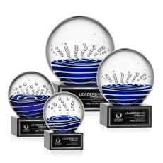 Tranquility Black on Hancock Base Globe Glass Award - Art Glass Awards